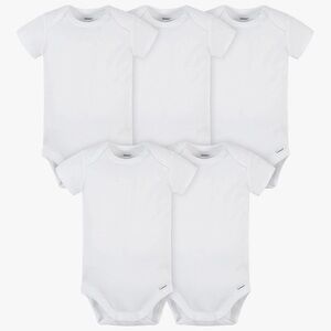 👶 5 Newborn Onesies : Gerber Baby Bodysuits White Short Sleeve Cotton Boy Girl